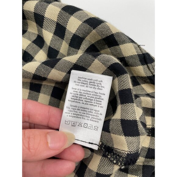 WeWoreWhat Womens XXS/XS Button-Up Shirt Gingham Check Black Beige Classic Chic - Picture 4 of 8